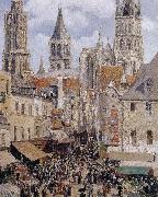 Camille Pissarro The streets of Rouen painting